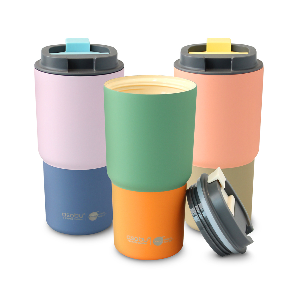 아소부:세라믹 스텐 진공 보온보냉 텀블러 픽미업 파스텔 650ml