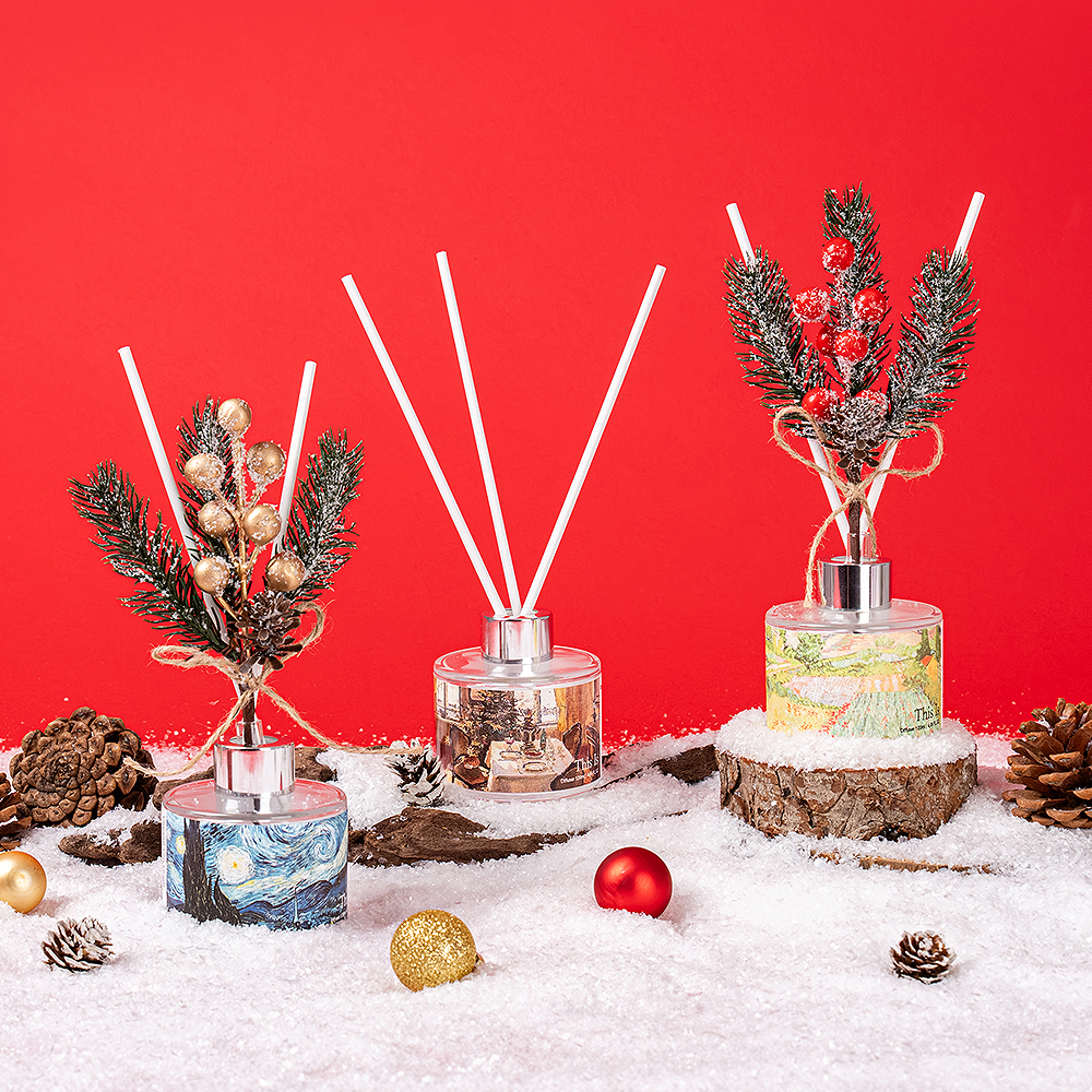 [디스이즈명화] 크리스마스 미니 트리 디퓨저 120ml 세트 (쇼핑백1 , 크리스마스카드1 증정)