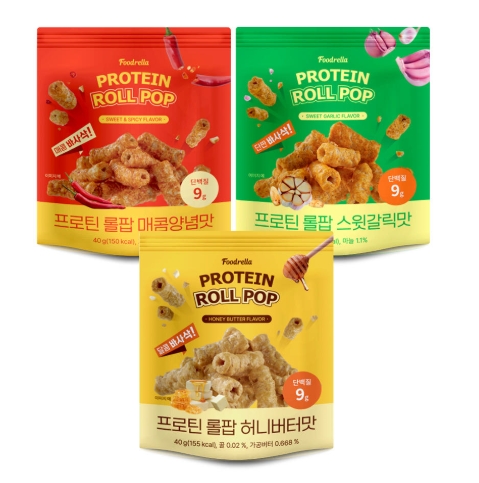 푸드렐라 프로틴롤팝 3종 40g 3팩/6팩 단백질 과자 건강간식