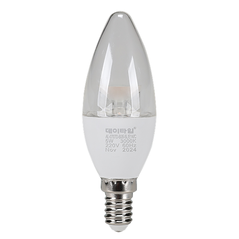 LED 촛대구 E17 5W, 투명 전구색