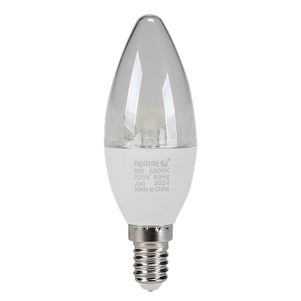LED 촛대구 E14 5W, 투명 주광색