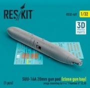 [사전 예약] RS32-0467 SUU-16A 20mm gun pod (close gun bay) wings mounting for F-4 "Phantom II" (C,D) (1 pcs) (3D
