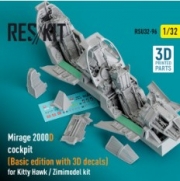 [사전 예약] RSU32-0096 Mirage 2000D cockpit (Basic edition with 3D decals) for Kitty Hawk / Zimimodel kit (3D Pr