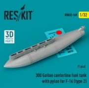 [사전 예약] RSU32-0149 300 Gallon centerline fuel tank with pylon for F-16 (type 2) (1 pcs) (3D Printed) (1/32)