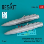 [사전 예약] RSU48-0356 370 Gallon wing fuel tanks with pylons (type 1) for F-16 (2 pcs) (3D Printed) (1/48)