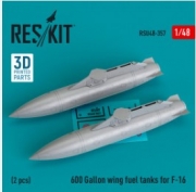 [사전 예약] RSU48-0357 600 Gallon wing fuel tanks for F-16 (2 pcs) (3D Printed) (1/48)