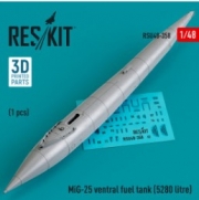 [사전 예약] RSU48-0358 MiG-25 ventral fuel tank (5280 litre) (3D printed) (1/48)