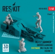 [사전 예약] RSF48-0032 MJ-1 "Jammer" Driver & airmens (Vietnam) (MJ-1A,MJ-1B) (scene 1) (3 pcs) (3D Printed) (1/