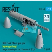 [사전 예약] RS72-0468 SUU-16A 20mm gun pod (open gun bay) wings mounting for F-4 "Phantom II" (C,D) (1 pcs) (3D