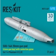 [사전 예약] RS72-0469 SUU-16A 20mm gun pod (close gun bay) with centerline pylon for F-4 Phantom II (C,D) (1 pcs