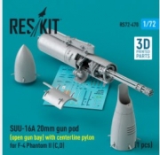 [사전 예약] RS72-0470 SUU-16A 20mm gun pod (open gun bay) with centerline pylon for F-4 Phantom II (C,D) (1 pcs)