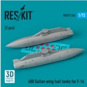 [사전 예약] RSU72-0264 600 Gallon wing fuel tanks for F-16 (2 pcs) (3D Printed) (1/72)
