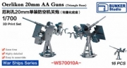 [사전 예약] WS70010A 1/700 USN Oerlikon 20mm AA Guns A（Triangle Base）