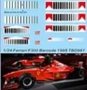 [사전 예약] TBD961 1/24 Barcode Decals For Ferrari F300 Schumacher Irvine 1998 Decal TBD961