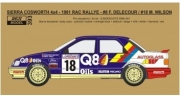 [사전 예약] REJ0393 1/24 Decal &ndash; Ford Sierra Cosworth 4x4 - 1991 RAC rallye - #8 Delecour / #18 Wilson 1/24 for