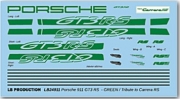 24911grn 1/24 Porsche 911 GT3 RS customization decal - GREEN / TRIBUTE TO CARRERA RS
