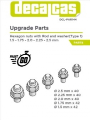 DCL-PAR144 Fasteners: Hexagon nuts with rod and washer - type 1 - 1.5 - 2.5 mm (40+40+40+42+42 units/each)