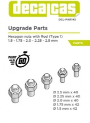 DCL-PAR145 Fasteners: Hexagon nuts with rod - type 1 - 1.5 - 2.5 mm (40+40+40+42+42 units/each)