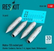 [사전 예약] RS48-0508 1/48 Matra-155 rocket pod (4 pcs) (Hunter, Canberra, Harrier, F-4, Jaguar, Hawk, Strikemaster) (3D Printed) (1/48)
