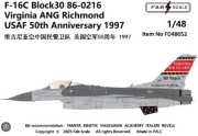 [사전 예약] FD48052 1/48 F-16C Block 30 86-0216  Virginia ANG Richmond USAF 50th Anniversary 1997