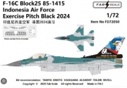 [사전 예약] FD72050 1/72 F-16C Block 25 85-1415  Indonesia Air Force Exercise Pitch Black 2024（Photo-etched Parts Included）