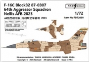 [사전 예약] FD72060 1/72 F-16C Block32 USAF  64th Aggressor Squadron  Nellis AFB 2023（Photo-etched & 3D Printed Parts Included）