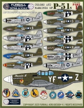 [사전 예약] FURF/D&S-4834 1/48 Colors & Markings of P-51B/Cs Part 1