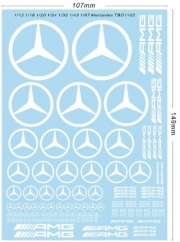 [사전 예약] TBD1102 1/12 1/18 1/20 1/24 1/32 1/43 1/87 Decals Mercedes AMG Logo White TBD1102