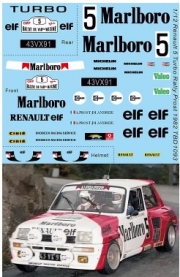 [사전 예약] TBD1093 1/24 Decals for Renault 5 Rally 1982 Prost Decal TBD1093