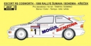[사전 예약] REJ0400 1/24 Decal &ndash; Escort RS Cosworth - Rallye &Scaron;umava / Bohemia 1999 - Křeček / Krečman 1/24 for Tamiya / Domino kits