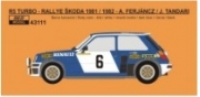 [사전 예약] REJ43111 1/43 Decal &ndash; Renault 5 Turbo - 1981 / 1982 Rallye &Scaron;koda - Ferj&aacute;ncz / Tandari 1/43
