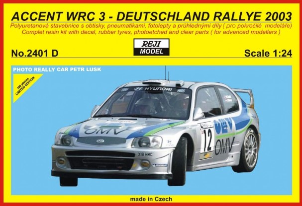 [사전 예약] REJ2401D Kit &ndash; Hyundai Accent WRC EVO 3 Rallye Deutschland 2003 #12 - LIMITED EDITION 1/24