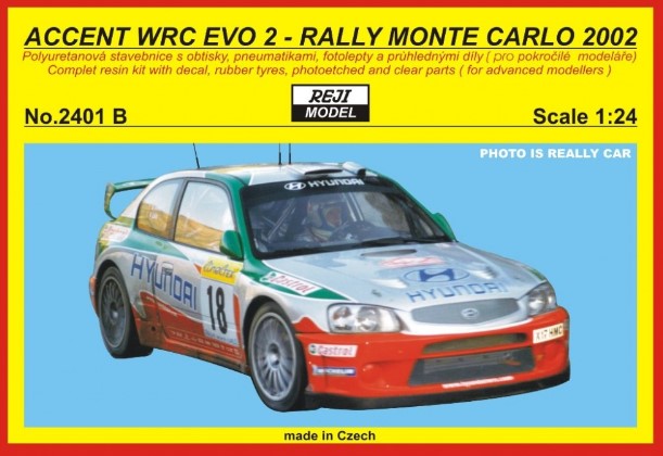 [사전 예약] REJ2401B Kit &ndash; Hyundai Accent WRC EVO 2 Rally Monte Carlo 2002 1/24