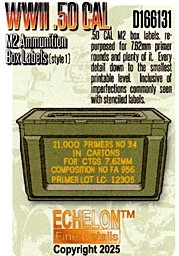 [사전 예약] D166131 1/16 WWII .50 CAL ammo box labels (1) For 7.62mm use