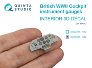[사전 예약] QD48566 1/48 British WWII Cockpit instrument gauges 3D-Printed & coloured Interior on decal paper (All Kits)