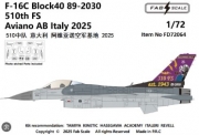 [사전 예약] FD72064 1/72 F-16C Block40 89-2030 510th FS  Aviano AB Italy 2025（Photo-etched Parts Included）