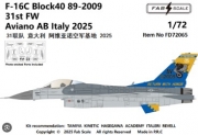 [사전 예약] FD72065 1/72 F-16C Block40 89-2009 31st FW  Aviano AB Italy 2025（Photo-etched Parts Included）