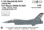 [사전 예약] FD48057 1/48 F-16C Block40 122nd FW  Fort Wayne ANGB IN 2025（Photo-etched Parts Included）