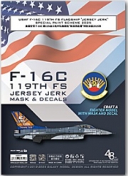 [사전 예약] G48097 1/48 USAF F-16C 119th FS Flagship ""JERSEY JERK"" 2025 DIE-CUT FLEXIBLE MASK & DECEL FOR  TAMIYA 61106 SCALE 1/48 KIT