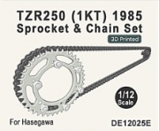 [사전 예약] DE12025E 1/12 Chain and Sprocket set for Yamaha TZR250 (1KT) (Easy Painting) for Hasegawa