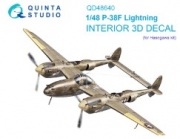 [사전 예약] QD48640 1/48 P-38F Lightning 3D-Printed & coloured Interior on decal paper (Hasegawa)