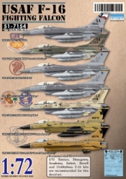 [사전 예약] DXM51-7154 1/72 USAF F-16A/C/D 149FW/425FS/310FS/174FS decal set