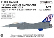 [사전 예약] FD72096 1/72 F-16D Blk30  121st FS CAPITAL GUARDIANS   Andrews AFB 2025（Photo-etched Parts Included）
