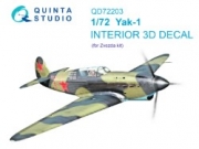 [사전 예약] QD72203 1/72 Yak-1 3D-Printed & coloured Interior on decal paper (Zvezda)
