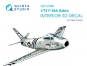 [사전 예약] QD72246 1/72 F-86A Sabre 3D-Printed & coloured Interior on decal paper (ClearProp)