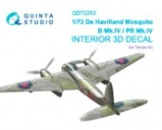 [사전 예약] QD72253 1/72 DH Mosquito B Mk.IV/PR Mk.IV 3D-Printed & coloured Interior on decal paper (Tamiya)