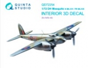 [사전 예약] QD+72254 1/72 DH Mosquito B Mk.XVI/PR.XVI 3D-Printed & coloured Interior on decal paper (Airfix) (with 3D-printed resin parts)