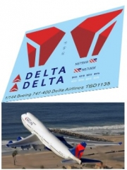 [사전 예약] TBD1135 1/144 Decals for Boeing 747-400 Delta Airlines