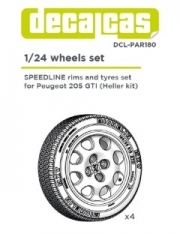[사전 예약] DCL-PAR180 1/24 	Rims and tyres set for 1/24 scale models: Speedline 15 inches rims and Michelin MXV tyres for Peugeot 205 GTI (4 units/each)