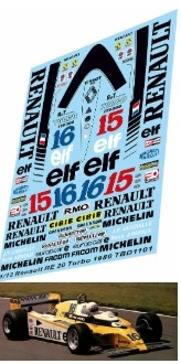 [사전 예약] TBD1101 1/12 Decals for Renault RE20 Turbo 1980 Decal TBD1101